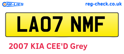 LA07NMF are the vehicle registration plates.