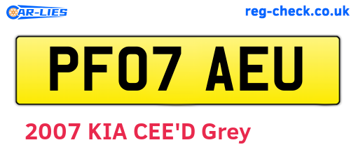 PF07AEU are the vehicle registration plates.