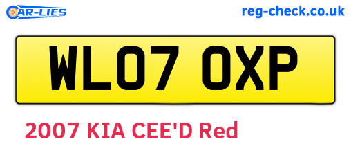 WL07OXP are the vehicle registration plates.