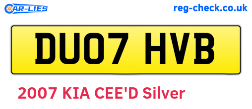 DU07HVB are the vehicle registration plates.