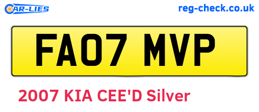 FA07MVP are the vehicle registration plates.