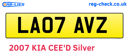 LA07AVZ are the vehicle registration plates.