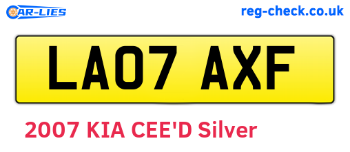 LA07AXF are the vehicle registration plates.