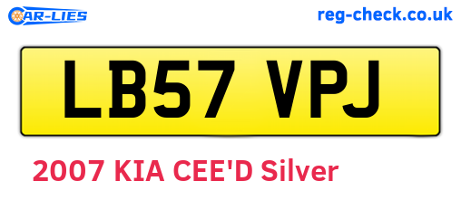 LB57VPJ are the vehicle registration plates.