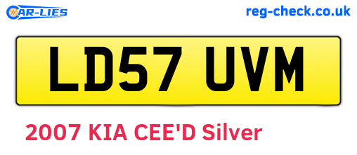 LD57UVM are the vehicle registration plates.
