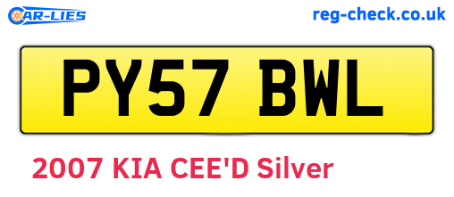 PY57BWL are the vehicle registration plates.