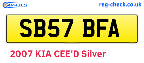 SB57BFA are the vehicle registration plates.