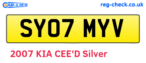SY07MYV are the vehicle registration plates.