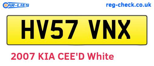 HV57VNX are the vehicle registration plates.