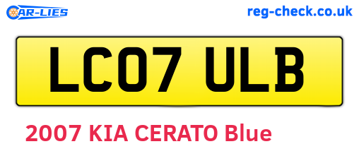 LC07ULB are the vehicle registration plates.