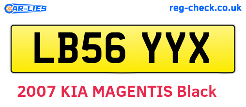 LB56YYX are the vehicle registration plates.