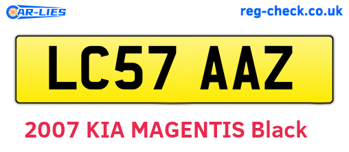 LC57AAZ are the vehicle registration plates.