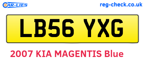 LB56YXG are the vehicle registration plates.