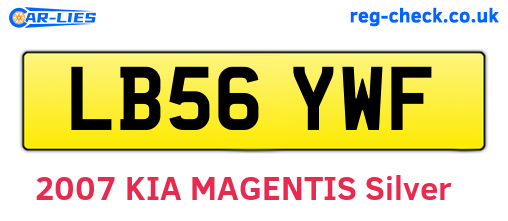 LB56YWF are the vehicle registration plates.