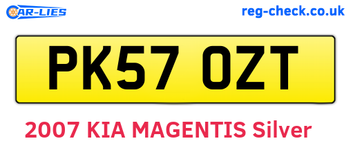 PK57OZT are the vehicle registration plates.