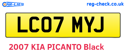 LC07MYJ are the vehicle registration plates.