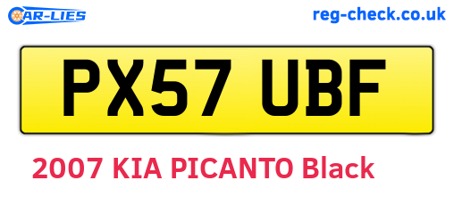 PX57UBF are the vehicle registration plates.