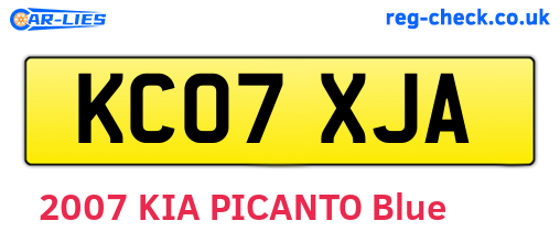KC07XJA are the vehicle registration plates.