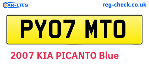 PY07MTO are the vehicle registration plates.