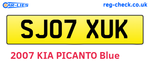 SJ07XUK are the vehicle registration plates.
