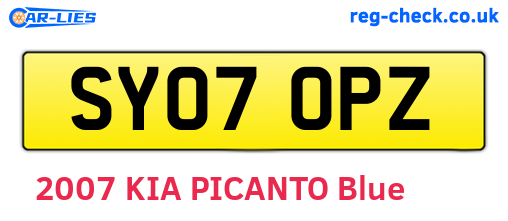 SY07OPZ are the vehicle registration plates.