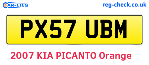 PX57UBM are the vehicle registration plates.