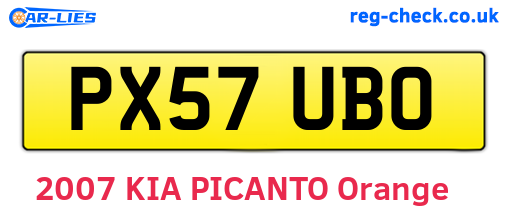PX57UBO are the vehicle registration plates.