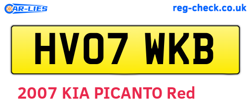 HV07WKB are the vehicle registration plates.
