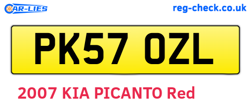 PK57OZL are the vehicle registration plates.