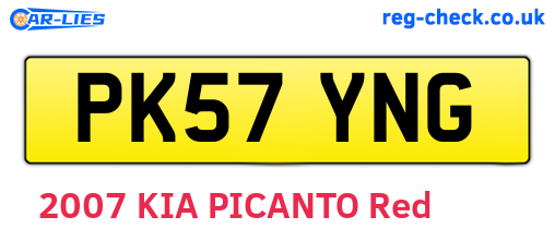 PK57YNG are the vehicle registration plates.