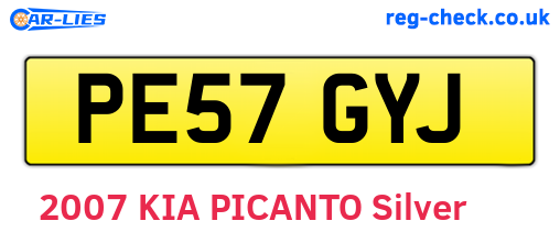 PE57GYJ are the vehicle registration plates.