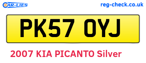 PK57OYJ are the vehicle registration plates.