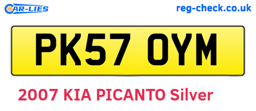 PK57OYM are the vehicle registration plates.
