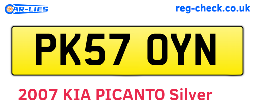 PK57OYN are the vehicle registration plates.