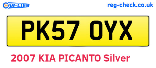 PK57OYX are the vehicle registration plates.