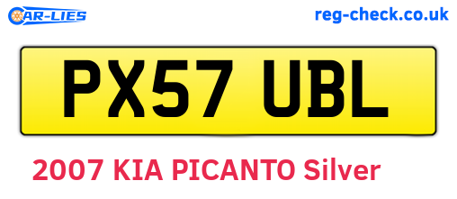 PX57UBL are the vehicle registration plates.
