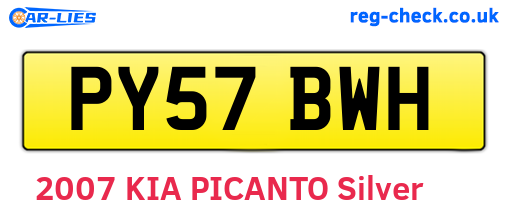 PY57BWH are the vehicle registration plates.