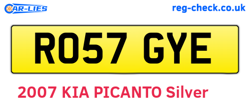 RO57GYE are the vehicle registration plates.