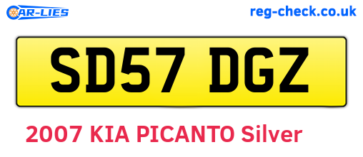 SD57DGZ are the vehicle registration plates.