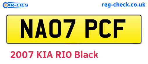NA07PCF are the vehicle registration plates.