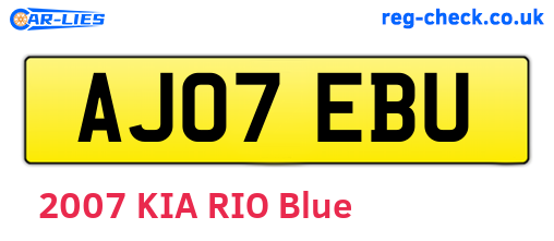 AJ07EBU are the vehicle registration plates.