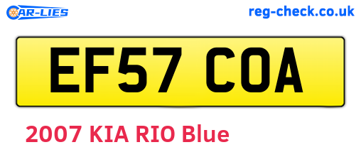 EF57COA are the vehicle registration plates.