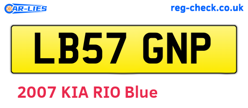 LB57GNP are the vehicle registration plates.