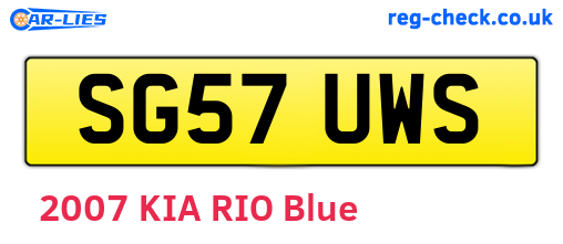 SG57UWS are the vehicle registration plates.