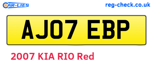 AJ07EBP are the vehicle registration plates.