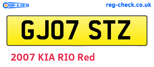 GJ07STZ are the vehicle registration plates.