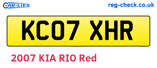 KC07XHR are the vehicle registration plates.