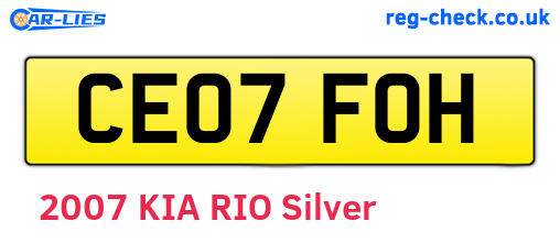 CE07FOH are the vehicle registration plates.
