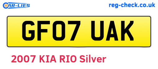 GF07UAK are the vehicle registration plates.