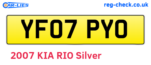 YF07PYO are the vehicle registration plates.